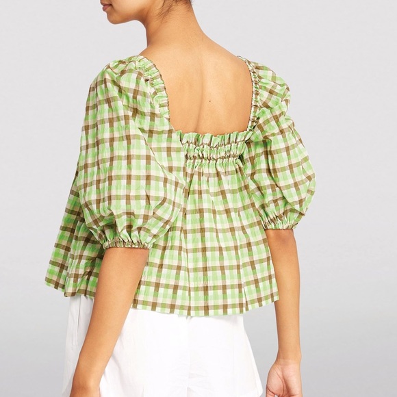 Ganni Tops - GANNI
SEERSUCKER CHECK COTTON BLEND TOP size 40 NWT